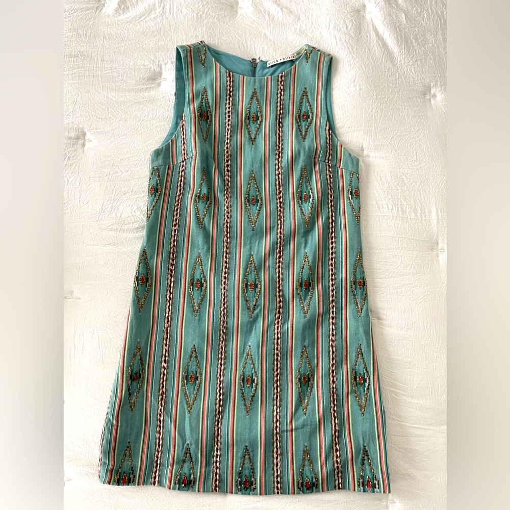Alice + Olivia Clyde embellished shift dress